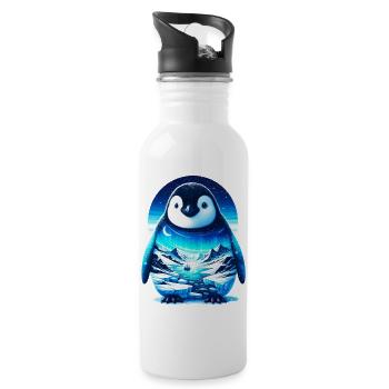 Penguin - Water bottle with straw - white - Right