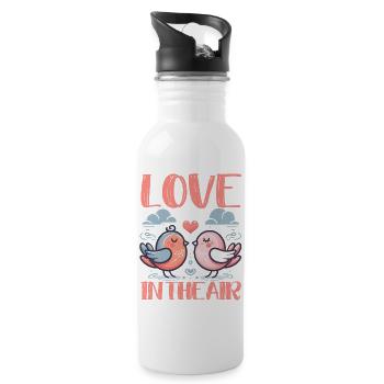 ROMANTISCHE SÜSSE VÖGEL: LIEBE IN DER LUFT - Trinkflasche mit integriertem Trinkhalm - Weiß - Rechts