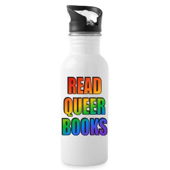 Lire des livres queer - Gourde avec paille intégrée - blanc - Droite