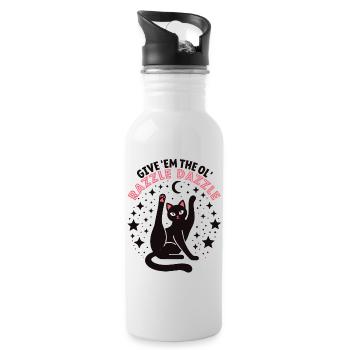 Funny cat: Give Them The Ol' Razzle Dazzle - Water bottle with straw - white - Right