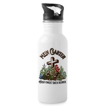 Garten lustiger Spruch schwarzer Humor Gärtner - Trinkflasche mit integriertem Trinkhalm - Weiß - Rechts