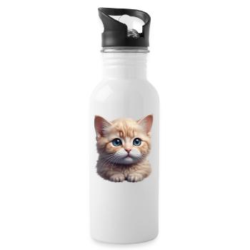 Cute little kitten - Water bottle with straw - white - Right