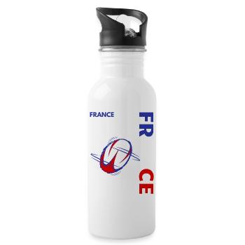 france rugby design,rugby france ,france - Gourde avec paille intégrée - blanc - Droite