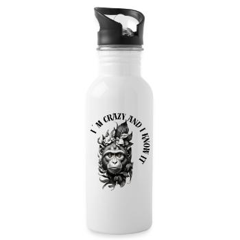 Monkey - I m Crazy and I Know i - Water bottle with straw - white - Right