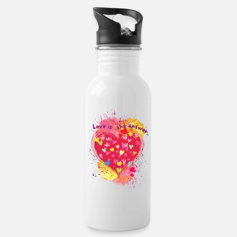 Love is the answer.. - Trinkflasche mit integriertem Trinkhalm - Weiß