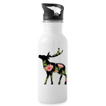 Hirsch - Trinkflasche mit integriertem Trinkhalm - Weiß - Rechts