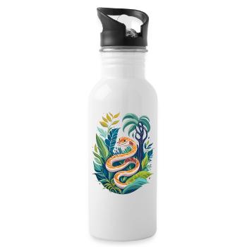Snake in the jungle - Water bottle with straw - white - Right