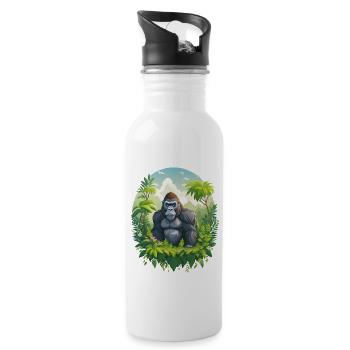 Gorilla in the jungle - Water bottle with straw - white - Right