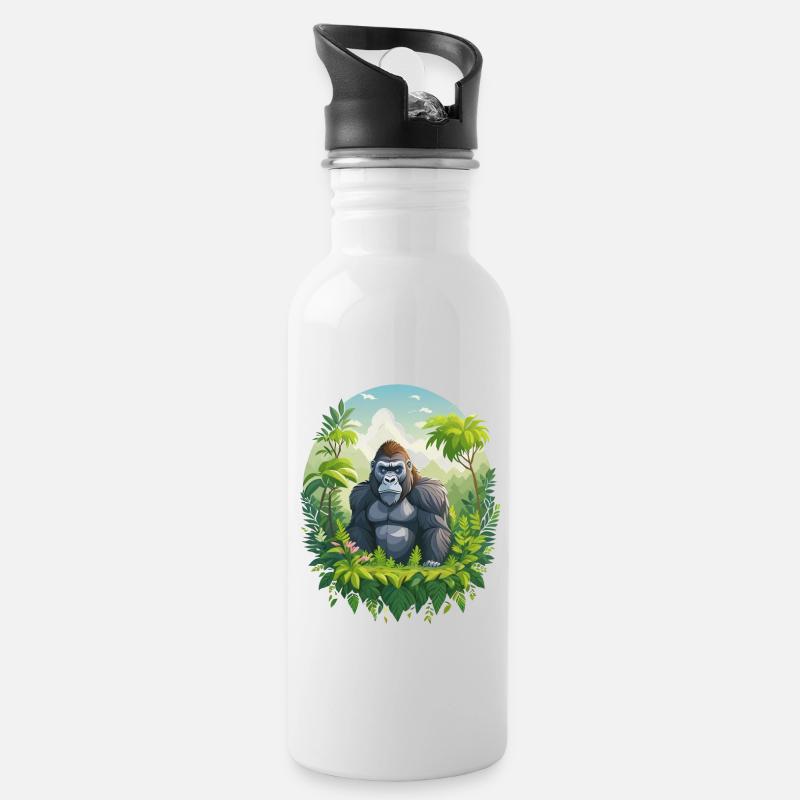 Gorille dans la jungle - Gourde avec paille intégrée - blanc