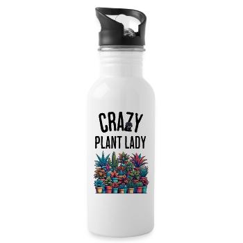 Plante Folle Femme Drôle Dicton Plante D’intérieur - Gourde avec paille intégrée - blanc - Droite