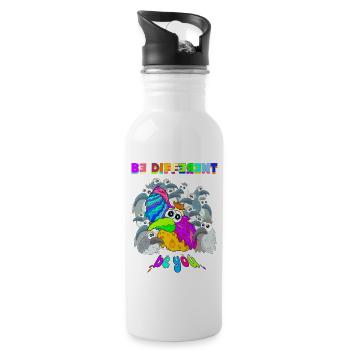 be different - Trinkflasche mit integriertem Trinkhalm - Weiß - Rechts