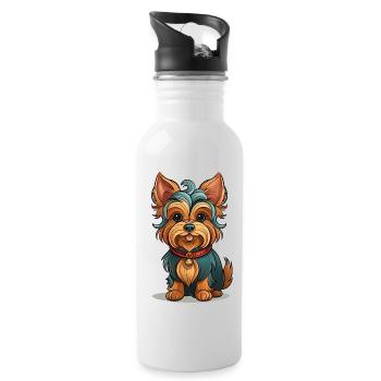 Yorkshire Terrier - Gourde avec paille intégrée - blanc - Droite