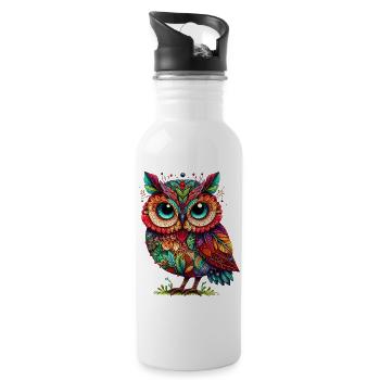 Owl - Water bottle with straw - white - Right