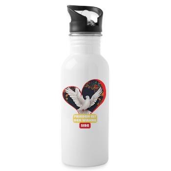 Frieden ist der wahre Sieg ! - Trinkflasche mit integriertem Trinkhalm - Weiß - Rechts