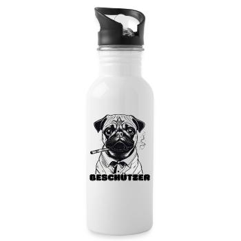 Beschützer - Trinkflasche mit integriertem Trinkhalm - Weiß - Rechts