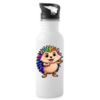 Kinder süßer Cartoon Igel - Trinkflasche mit integriertem Trinkhalm - Weiß - Rechts