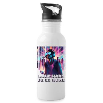Rave Hard Or Go Home - Water bottle with straw - white - Right