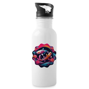 Koi Karpfen - Trinkflasche mit integriertem Trinkhalm - Weiß - Rechts