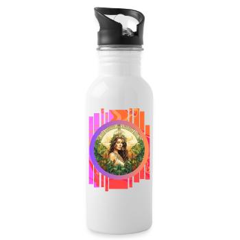 Tropical - Trinkflasche mit integriertem Trinkhalm - Weiß - Rechts