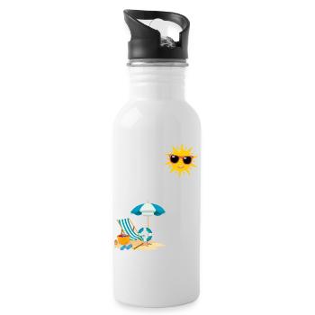 Soleil au bord de plage - Gourde avec paille intégrée - blanc - Droite