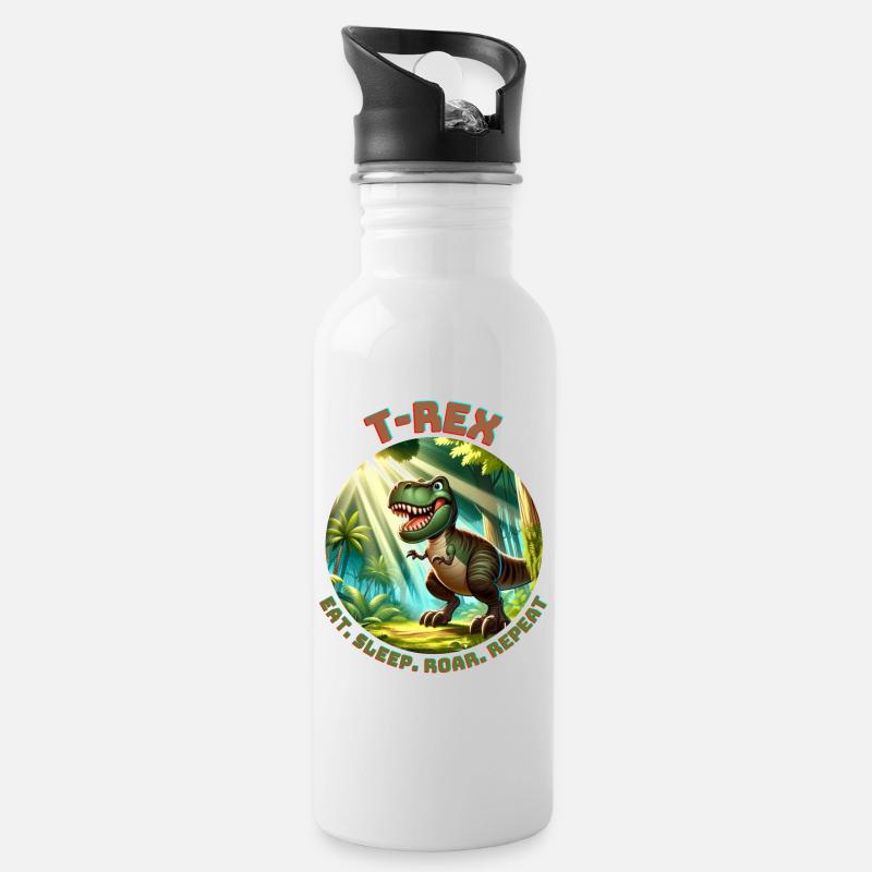T Rex9 - Trinkflasche mit integriertem Trinkhalm - Weiß