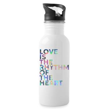 LOVE IS THE RHYTHM OF THE HEART - Water bottle with straw - white - Right