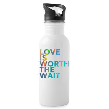 LOVE IS WORTH THE WAIT - Water bottle with straw - white - Right