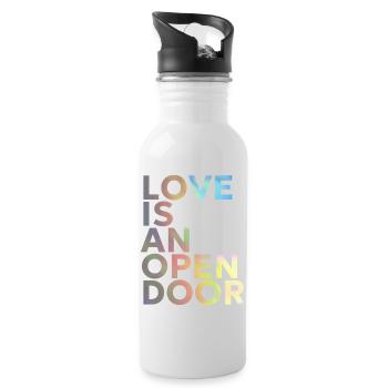 LOVE IS AN OPEN DOOR - Trinkflasche mit integriertem Trinkhalm - Weiß - Rechts