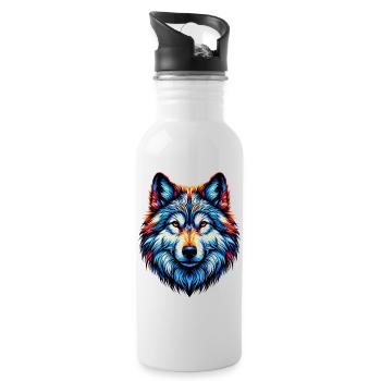 Wolf - Water bottle with straw - white - Right
