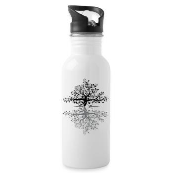 Tree Reflection Forest Nature Protection Outdoor Love - Water bottle with straw - white - Right