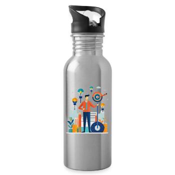 Business and Marketing - Water bottle with straw - silver - Right