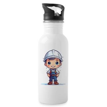 A cute craftsman - Water bottle with straw - white - Right