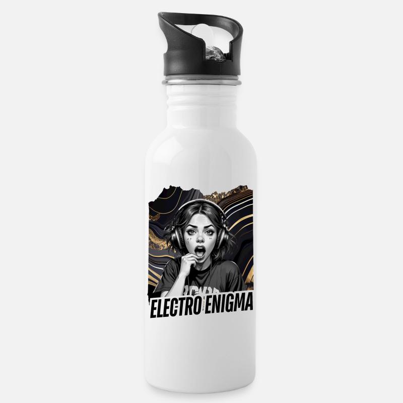 Énigme électro - Gourde avec paille intégrée - blanc