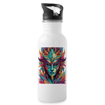Maske in Comic Style - Trinkflasche mit integriertem Trinkhalm - Weiß - Rechts