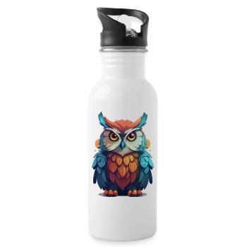 Hibou mignon - Gourde avec paille intégrée - blanc - Droite