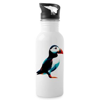 Papageitaucher - Trinkflasche mit integriertem Trinkhalm - Weiß - Rechts