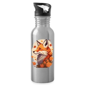 Ein Fuchs im Herbst - Trinkflasche mit integriertem Trinkhalm - Lightsilver - Rechts