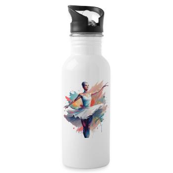 An abstract ballet dancer - Water bottle with straw - white - Right