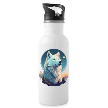 Loup blanc à minuit - Gourde avec paille intégrée - blanc - Droite