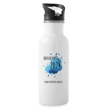 Dreckspatz 2024 - Sauber können Andere. - Trinkflasche mit integriertem Trinkhalm - Weiß - Rechts