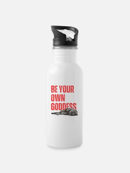 Be your own Goddess - Trinkflasche mit integriertem Trinkhalm - Weiß
