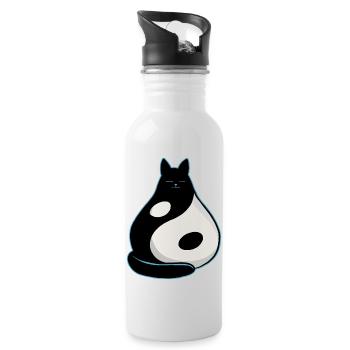 Chat YinYang - Gourde avec paille intégrée - blanc - Droite