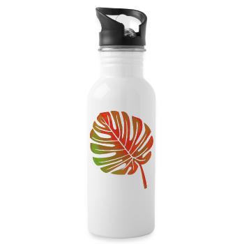 Blatt einer Pflanze - Trinkflasche mit integriertem Trinkhalm - Weiß - Rechts