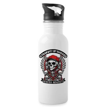 Straight Up Badass - Trinkflasche mit integriertem Trinkhalm - Weiß - Rechts