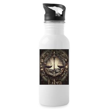 Libra Sternzeit Waage Sternzeichen - Waage - Trinkflasche mit integriertem Trinkhalm - Weiß - Rechts
