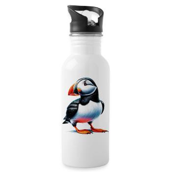 Papageitaucher - Trinkflasche mit integriertem Trinkhalm - Weiß - Rechts