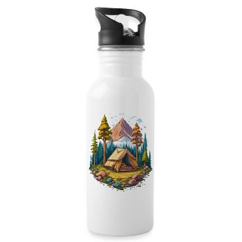 Camping in the wild nature with a tent - Water bottle with straw - white - Right