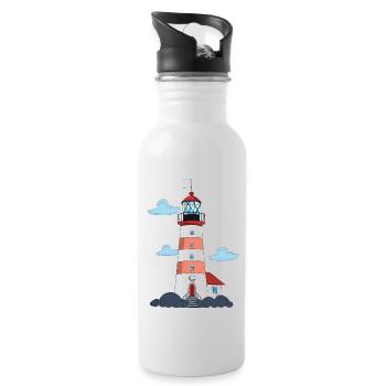 Leuchtturm - Trinkflasche mit integriertem Trinkhalm - Weiß - Rechts