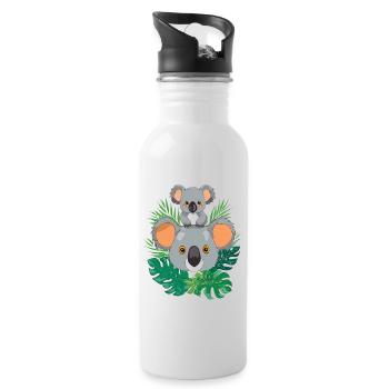 Bébé koala et maman koala - Gourde avec paille intégrée - blanc - Droite
