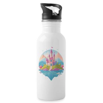 Pink Castle - Water bottle with straw - white - Right
